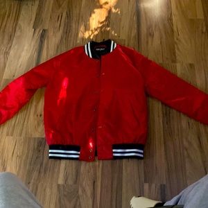 Red bomber jacket